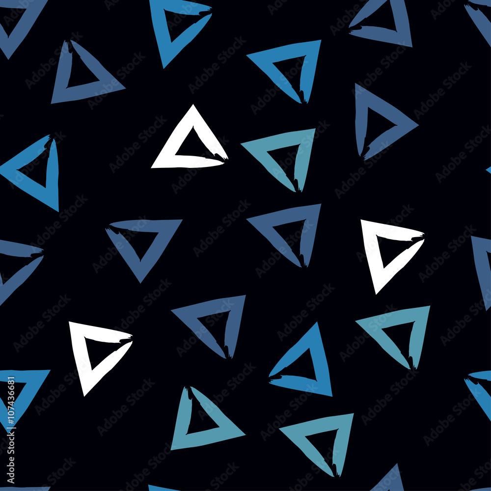 Cute vector geometric seamless pattern. Brush strokes, triangles. Hand drawn grunge texture. Abstract forms. Endless texture can be used for printing onto fabric or paper Cute vector geometric seamless pattern. Brush strokes, triangles. Hand drawn grunge texture. Abstract forms. Endless texture can be used for printing onto fabric or paper
