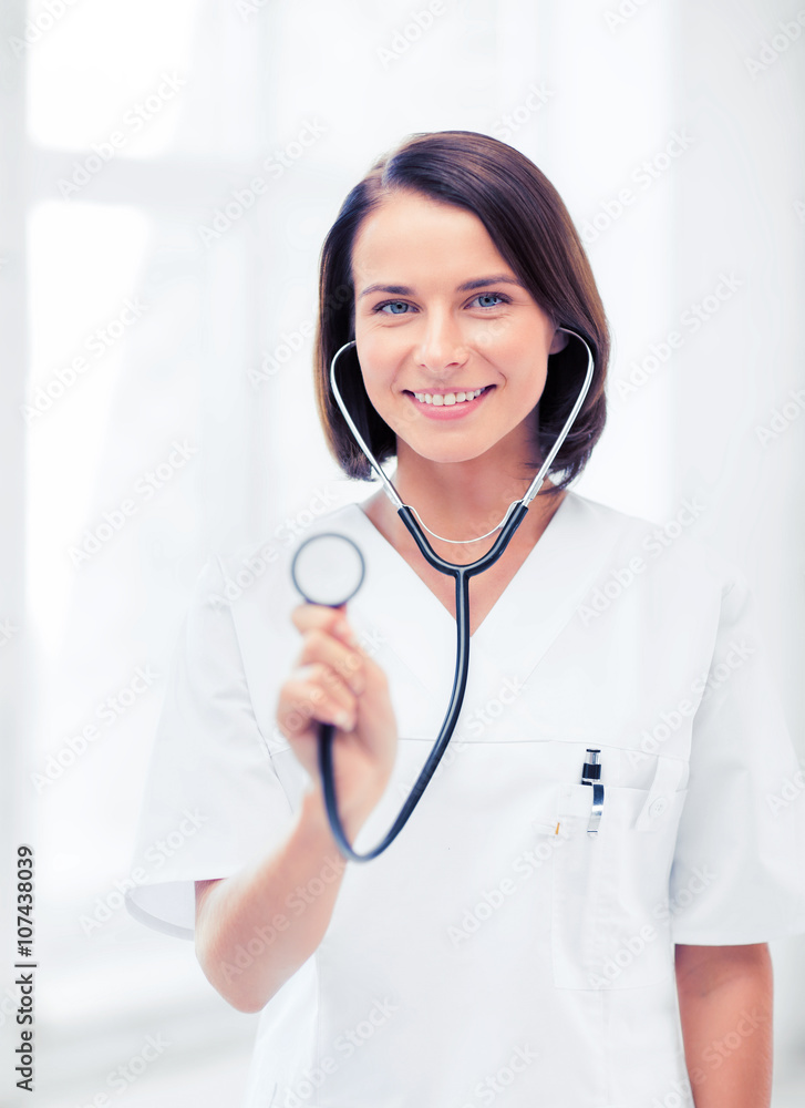 female doctor with stethoscope female doctor with stethoscope