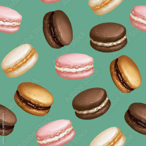 Wallpaper Mural Macarons seamless pattern turquoise Torontodigital.ca