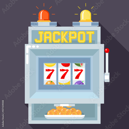 Casino slot gambling machine. Vector UI game template