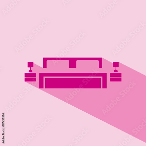 Icono de cama doble. Mobiliario de dormitorio