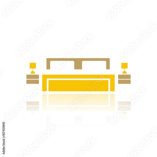Icono de cama doble. Mobiliario de dormitorio. Ilustración vectorial aislada