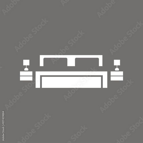 Icono de cama doble. Mobiliario de dormitorio. Ilustración vectorial aislada
