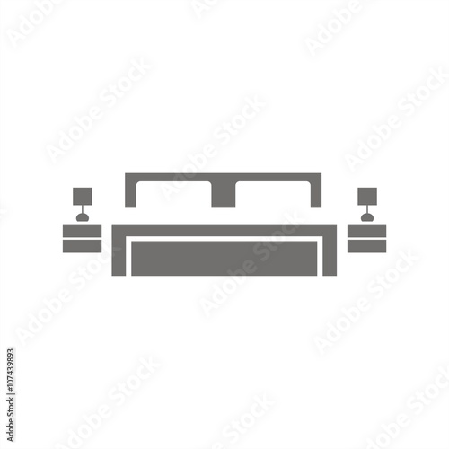 Icono dormitorio sobre fondo blanco. Vector ilustración mobiliario y hotel