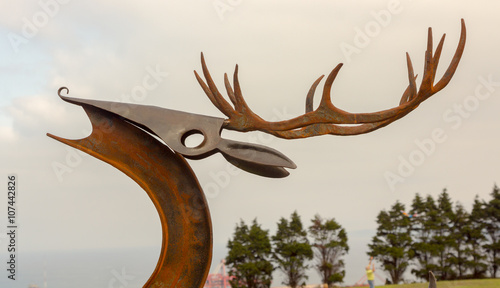 abstract sculpture of a deer, Gijon, Spain photo