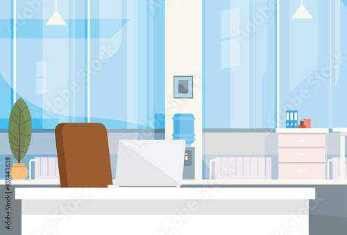 Modern Office Interior Workplace Empty Chair Desk