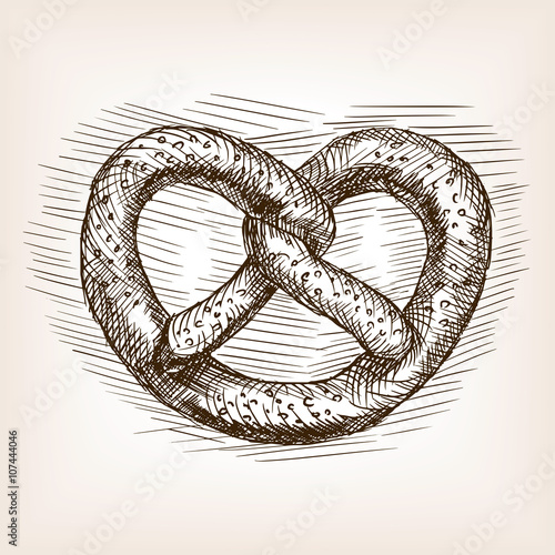 Pretzel hand drawn sketch style vector