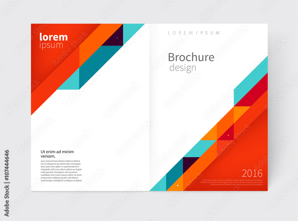 Cover design. Brochure, flyer, annual report cover template. a3 size. modern Geometric Abstract background. red, blue & yellow diagonal lines. vector-stock illustration EPS 10