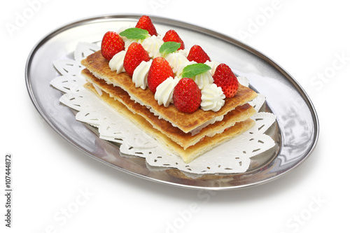 homemade strawberry mille feuille  Napoleon pie  french pastry