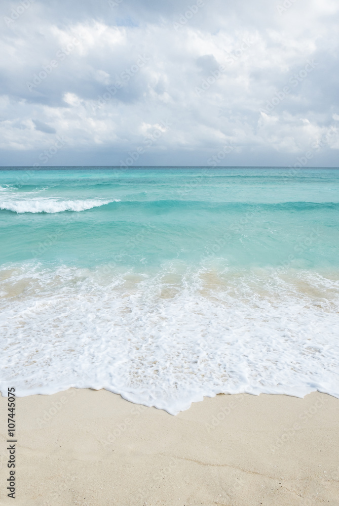 white tropical beach in cancun, yucatan mexico
