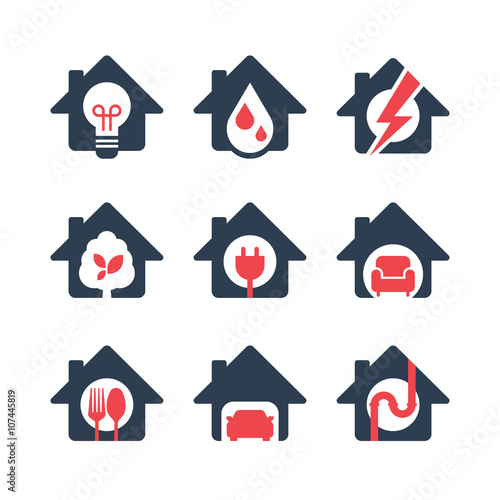 Home Icon set with utility symbol