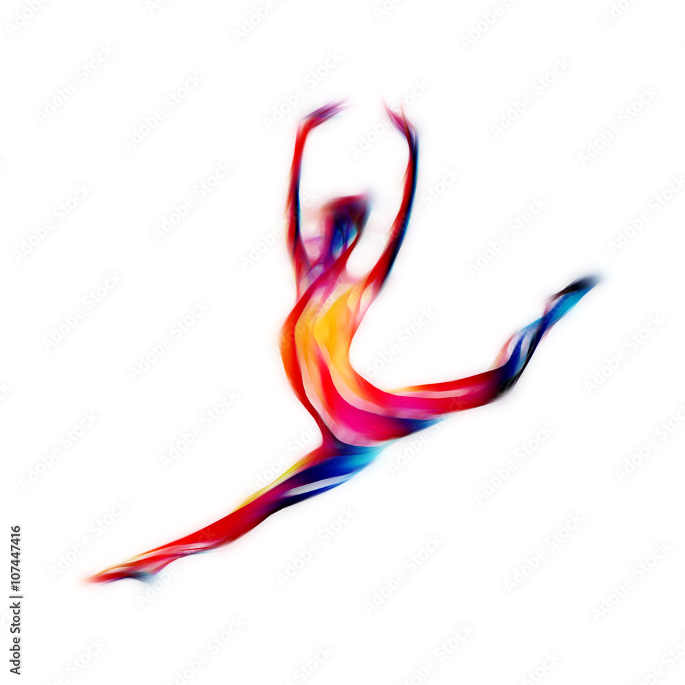 Creative silhouette of gymnastic girl. Art gymnastics Creative silhouette of gymnastic girl. Art gymnastics