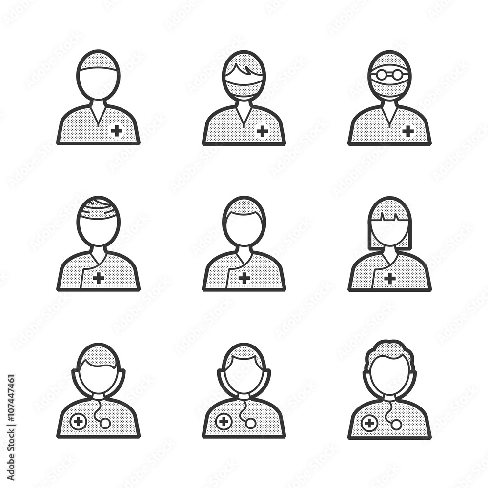 Medical Surgeon Avatar icon set Medical Surgeon Avatar icon set