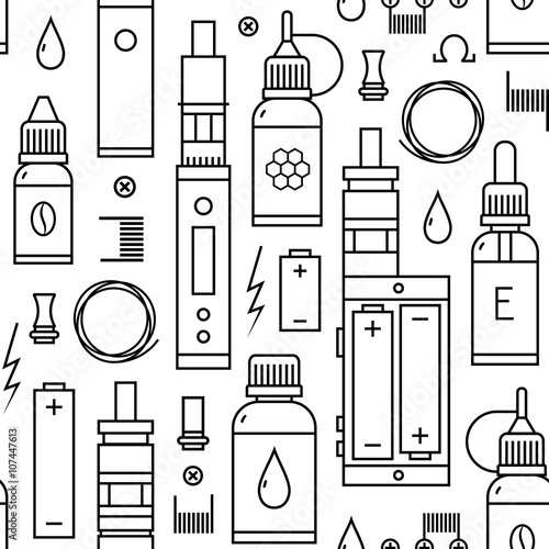 Vector seamless pattern of vape and accessories