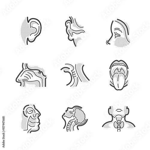 Set of Icons Medical Doctors Otolaryngology