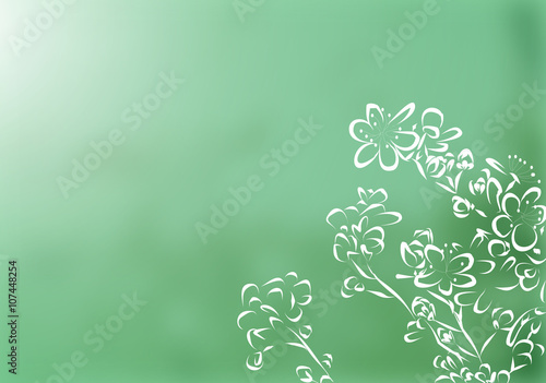 Blossom on green background