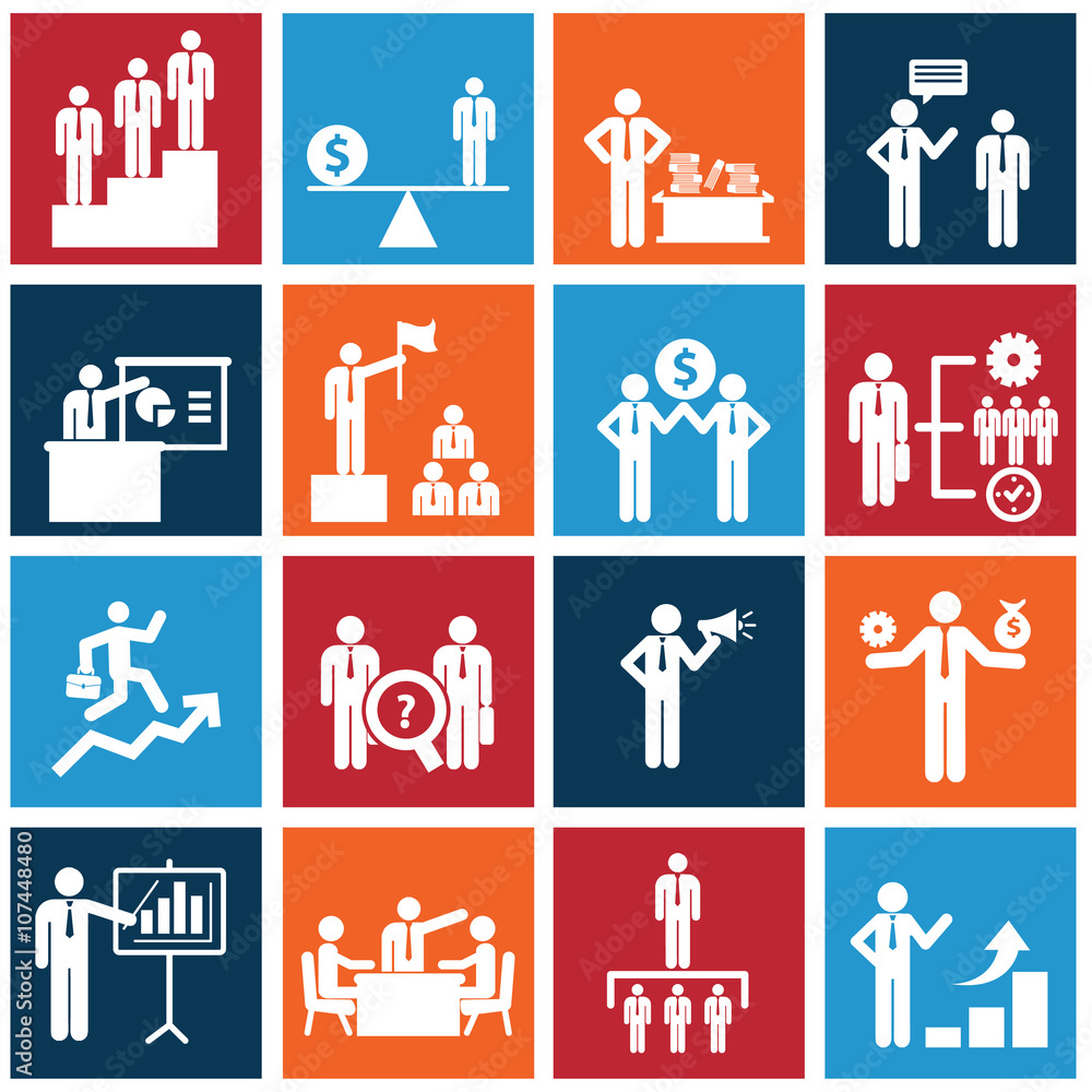 Human resources and management icons set. Human resources and management icons set.