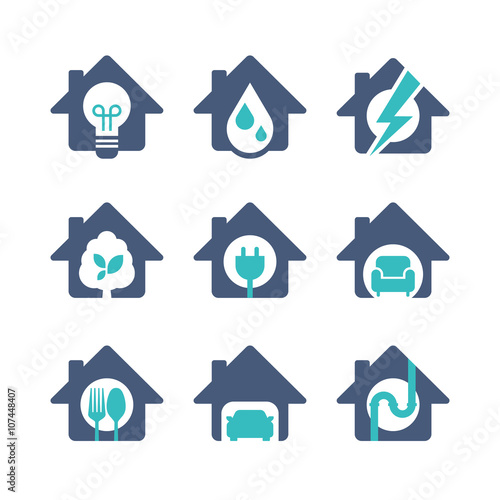 Home Icon set with utility symbol