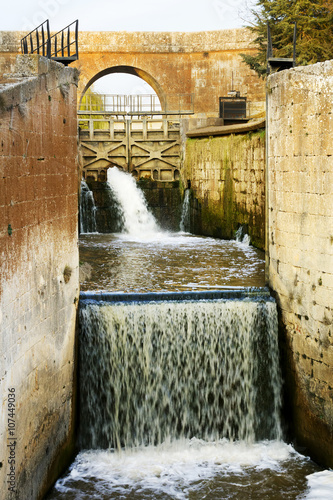 Canal of Castile ,Canal de Castilla, It was built to grain transport  and then it was reconverted  to be a huge irrigation system ; Palencia, Spain photo