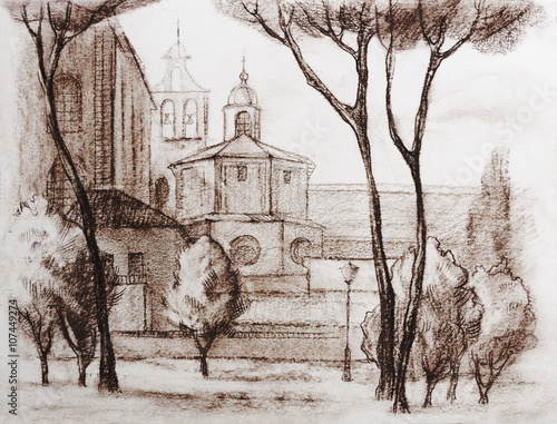 Canvas Print Graphic illustration of Rome