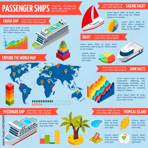 Passenger Ships Yachts Boats Isometric Infographics