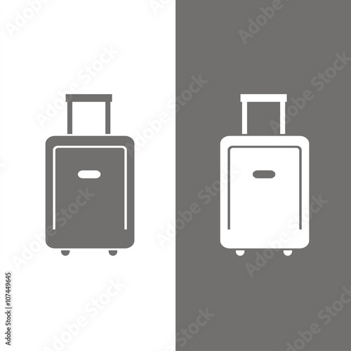 Icono de maleta sobre fondos blanco y negro. Accesorio para viaje. Ilustración vectorial