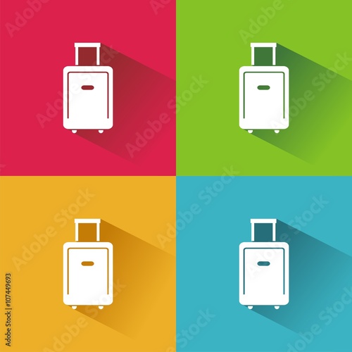 Icono de maleta sobre fondos de colores. Accesorio para viaje. Ilustración vectorial