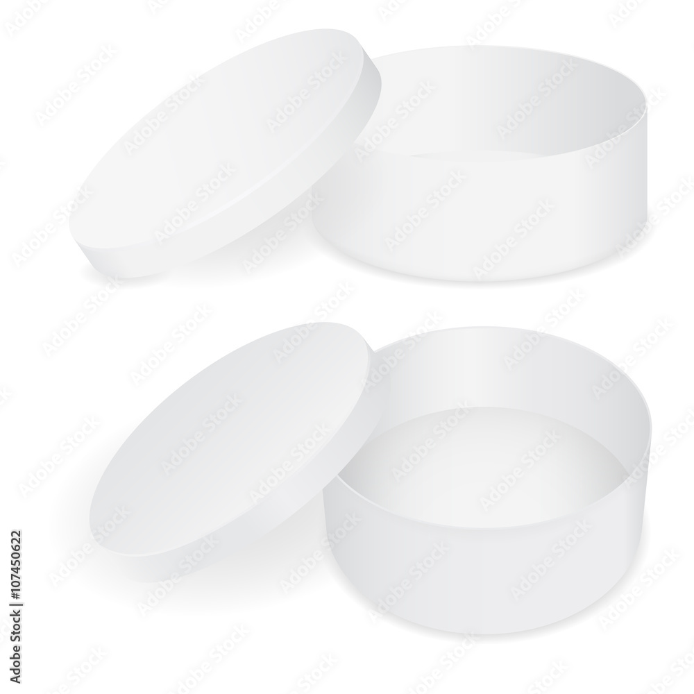 Round box. Paper hat box with open lid