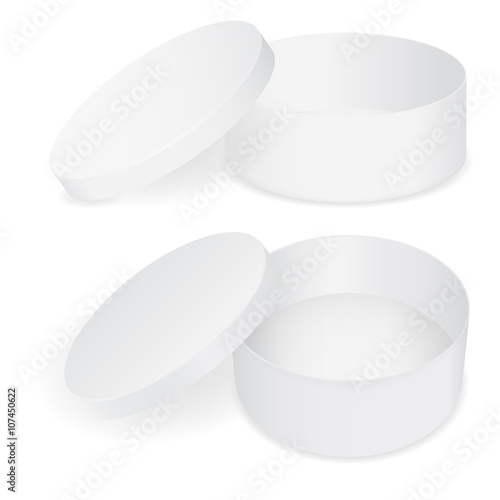 Round box. Paper hat box with open lid