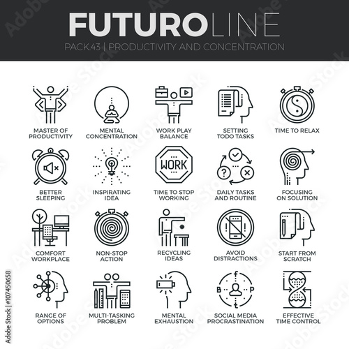 Human Productivity Futuro Line Icons Set