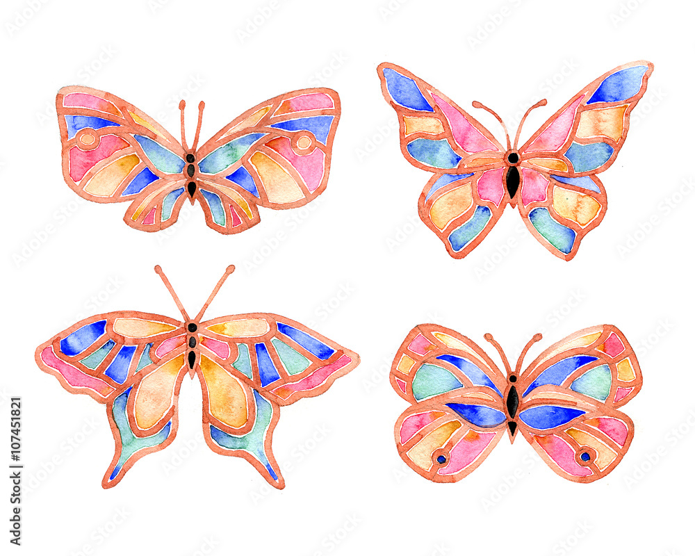 Fototapeta premium Watercolor butterfly summer 