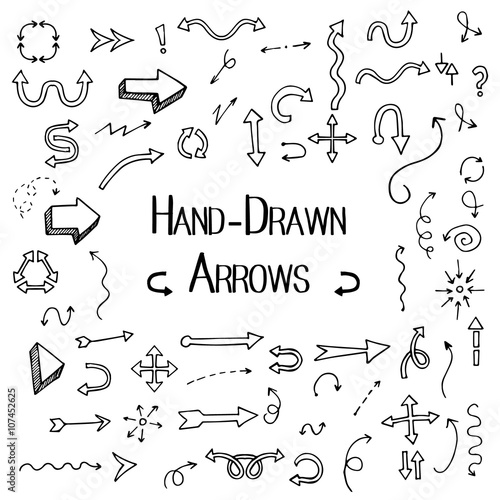 vector hand-drawn arrows set isolated