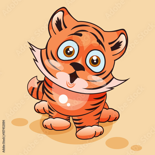 Tiger cub surprised