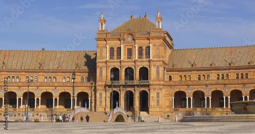plaza de espana sun light entrance 4k seville spain
