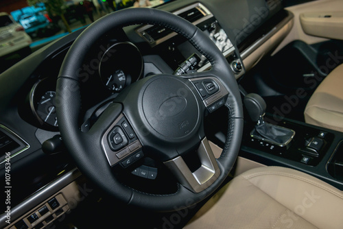 The car's interior, steering wheel © Sergey Yurchenko