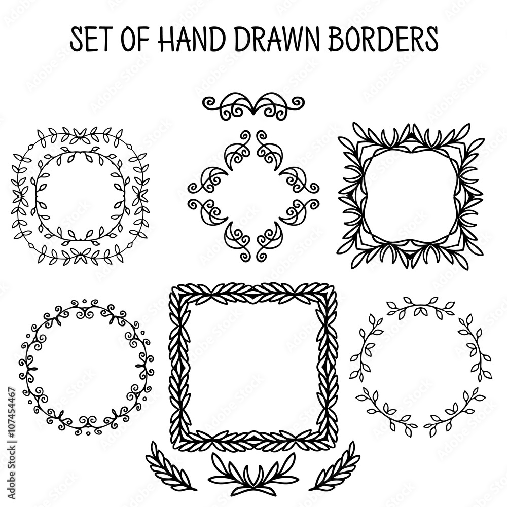 Obraz premium set of vector hand-drawn swirl borders