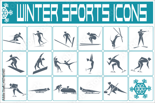 winter sports icons set