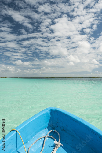 Beautiful view of caribbean lagoon Bacalar. Seven Color water © Tommaso Lizzul