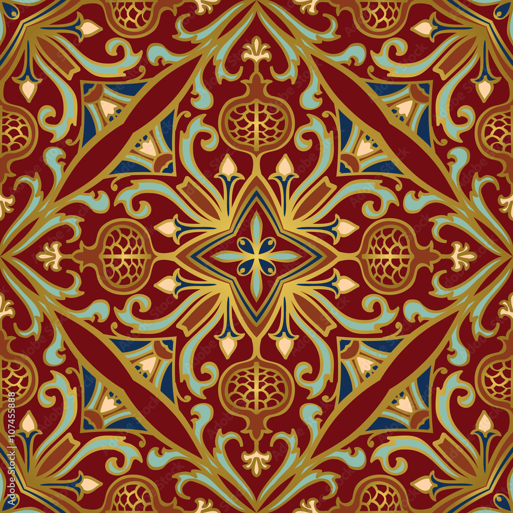 Rich pattern with pomegranates.