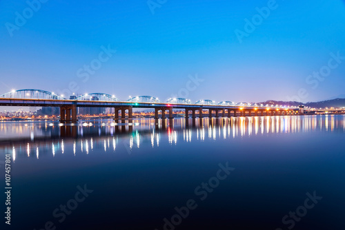 Dongjak bridge over the Han river at night