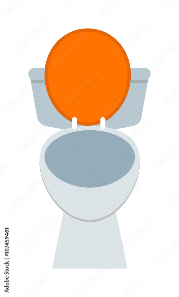 White sanitary clean toilet bowl in bathroom bath design washroom flat vector. White sanitary clean toilet bowl in bathroom bath design washroom flat vector.