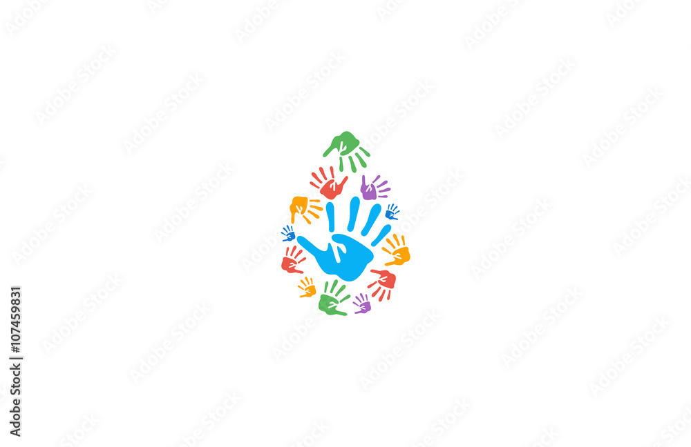 hand colorful water drop logo hand colorful water drop logo