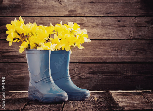 child garden shoes with spring flowers