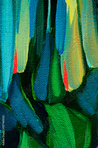 abstract painting with green blue spots, illustration