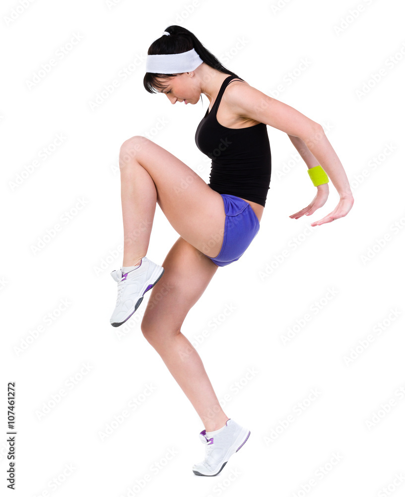 Aerobics fitness woman exercising isolated in full body. Aerobics fitness woman exercising isolated in full body.