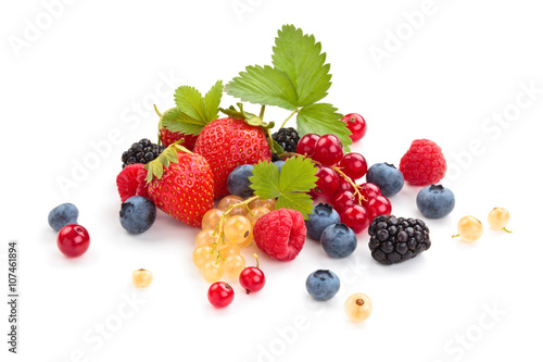 Fresh fruits with leaves.