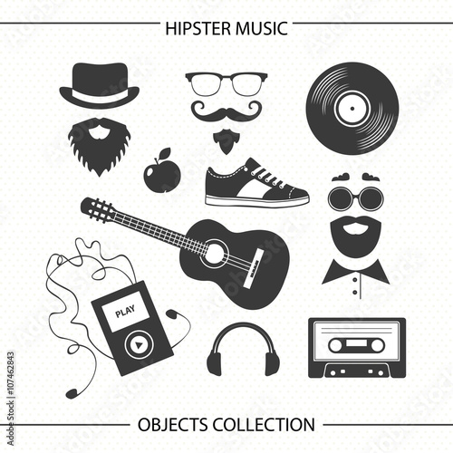Hipster music objects collection