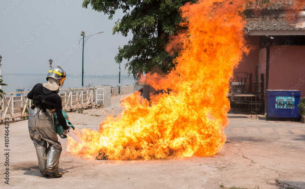Fototapeta premium Firefighters training
