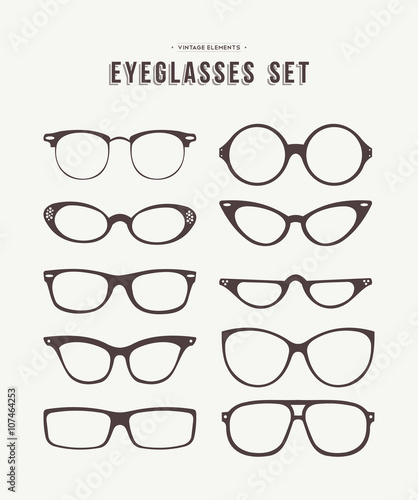 Hipster eye glasses icon set fashion illustration