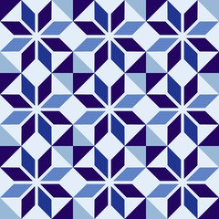 Acrylglasbilder Dunkelblaue Muster Portugiesisches Mosaik Blaue Fliesen Muster  © Cienpies Design